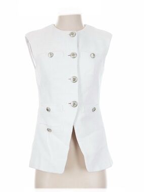 VERONICA BEARD Tamara Vest White TweedCotton  Silver VB Designer Miller Buttons